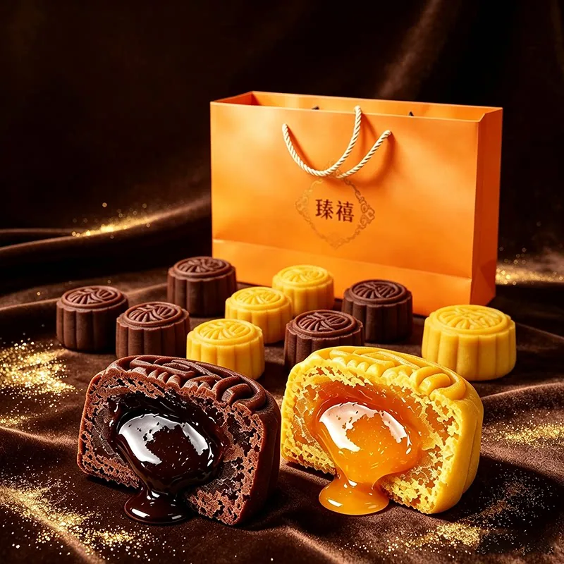 自然道广式巧克力奶黄流心月饼礼盒装