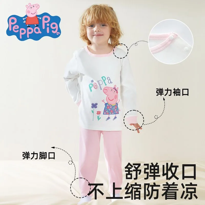 莫尔兔儿童纯棉秋冬家居服套装佩奇印花（细节图 2）