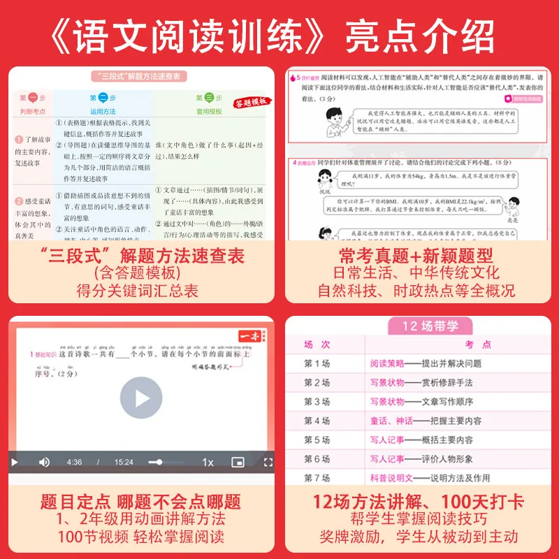 一本阅读训练100篇小学阅读理解训练册封面（细节图 1）