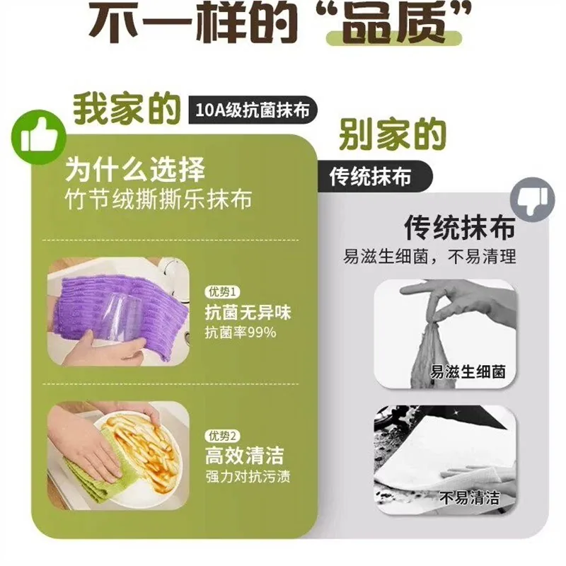 国货严选工厂竹节绒懒人手撕抹布1卷20条（细节图 1）
