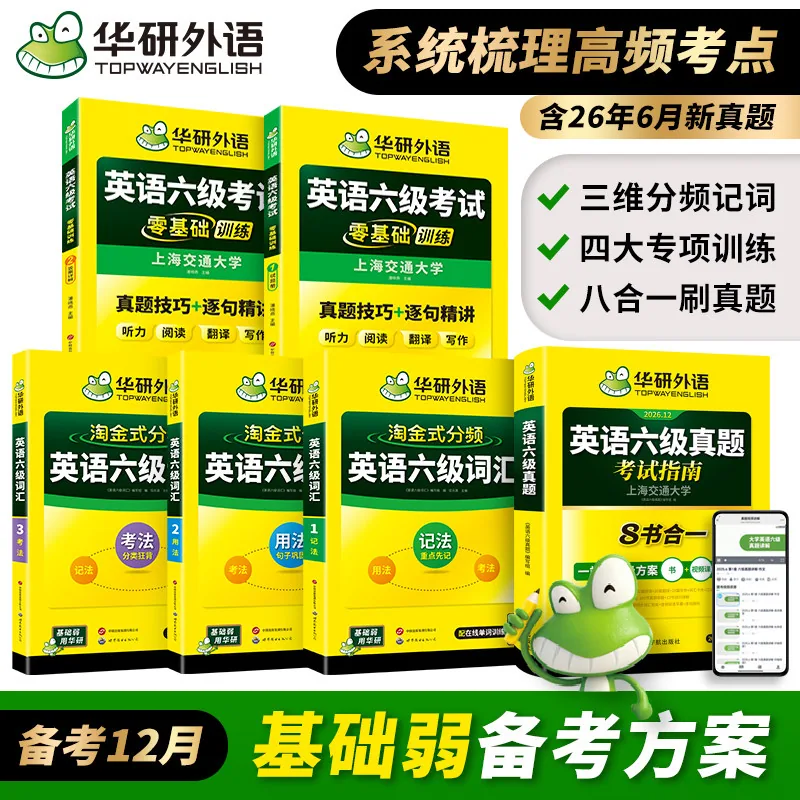 华研英语六级真题指南十二月新版封面（细节图 1）