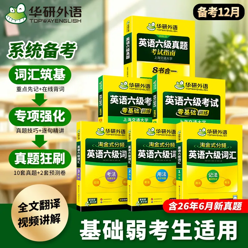 华研英语六级真题指南十二月新版封面（细节图 2）
