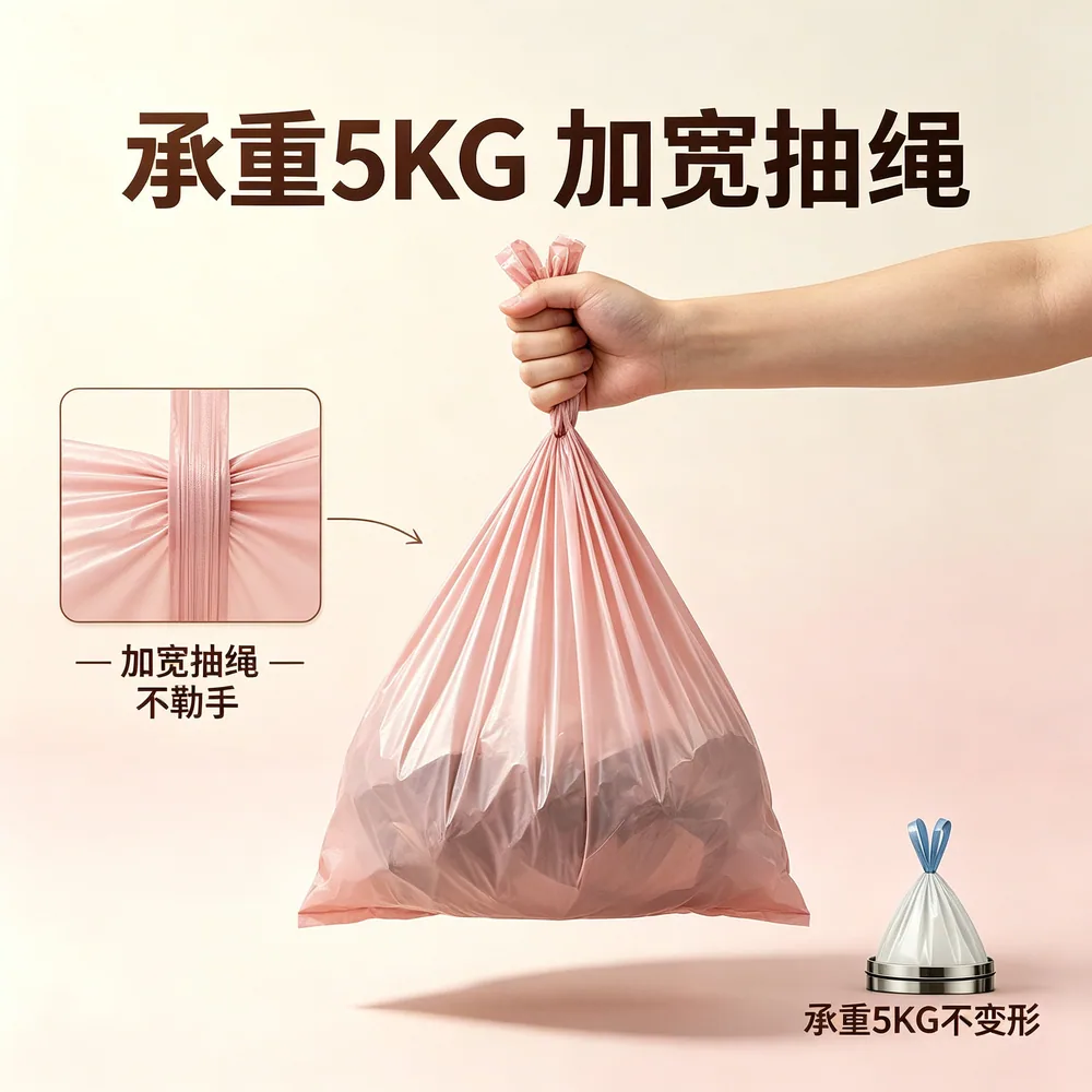虹澄免撕抽绳垃圾袋一盒120只盒装（细节图 1）