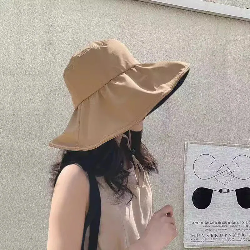 大帽檐UV黑胶防晒遮阳帽子