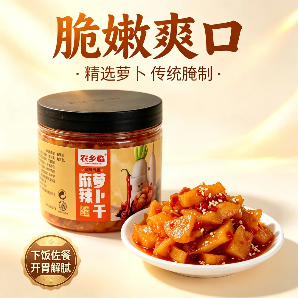 每果镇麻辣萝卜干罐装210g主图（细节图 1）