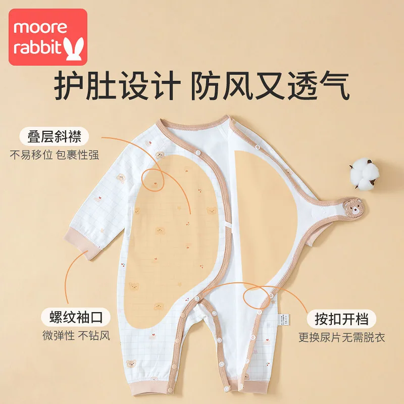 莫尔兔婴儿偏开连体衣爬服A类纯棉（细节图 2）
