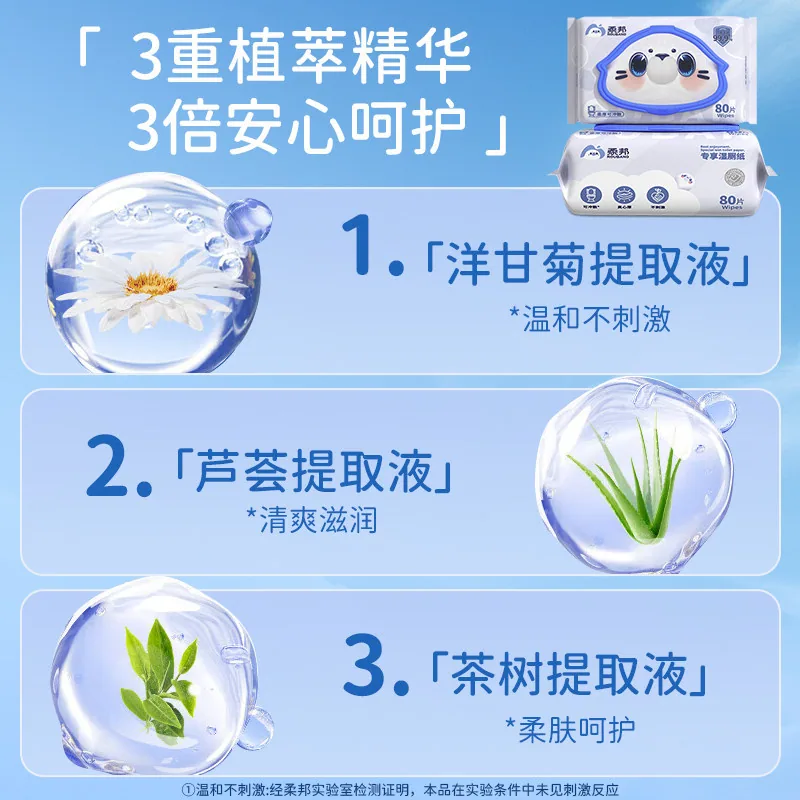 柔邦湿厕纸家庭实惠装80抽包装图（细节图 2）