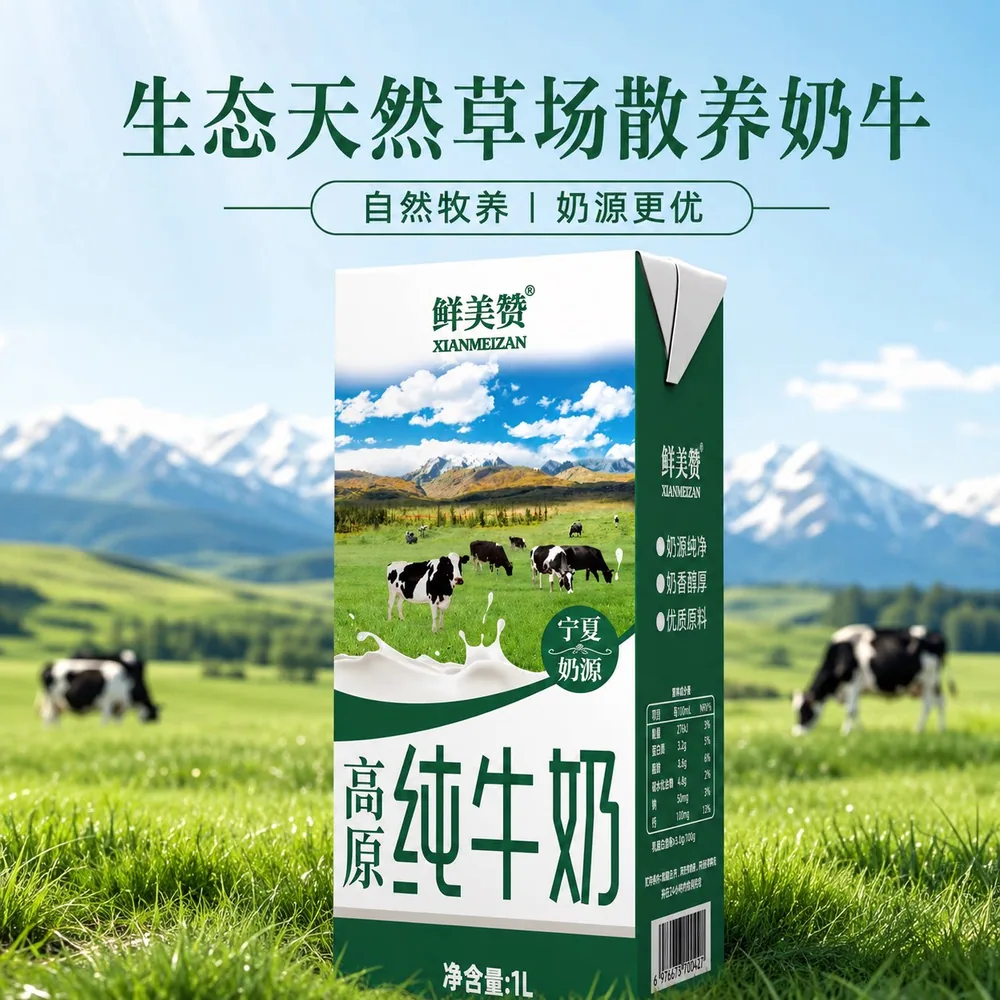 鲜美赞宁夏奶源高原全脂纯牛奶1L*12盒*5箱（细节图 2）