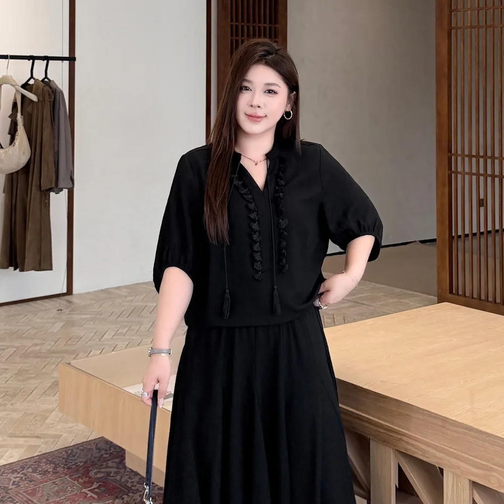 心存真大码女装新款宽松显瘦上衣垂感面料（细节图 2）