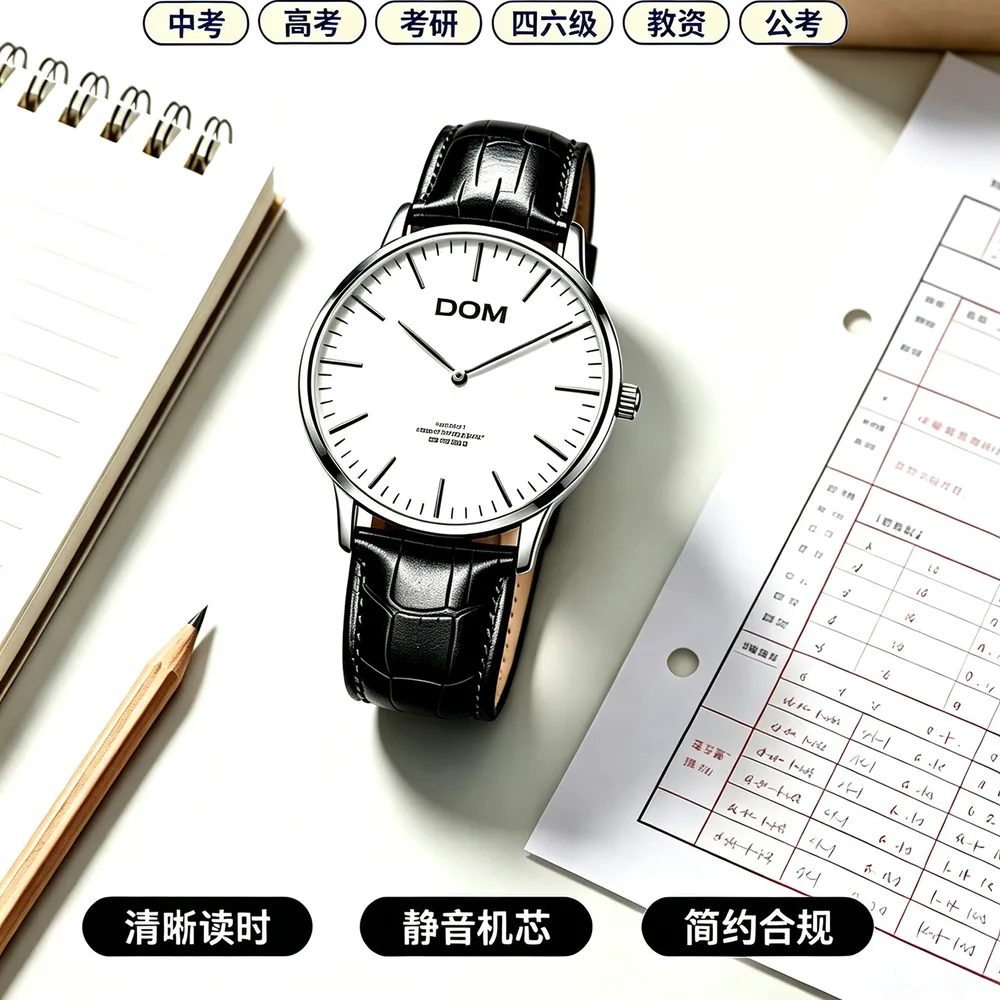 DOM考试专用静音石英表