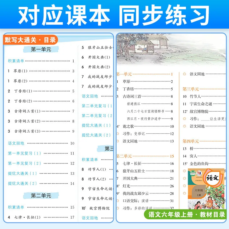 读书廊正版默写大通关小学语文上下册全彩（细节图 2）