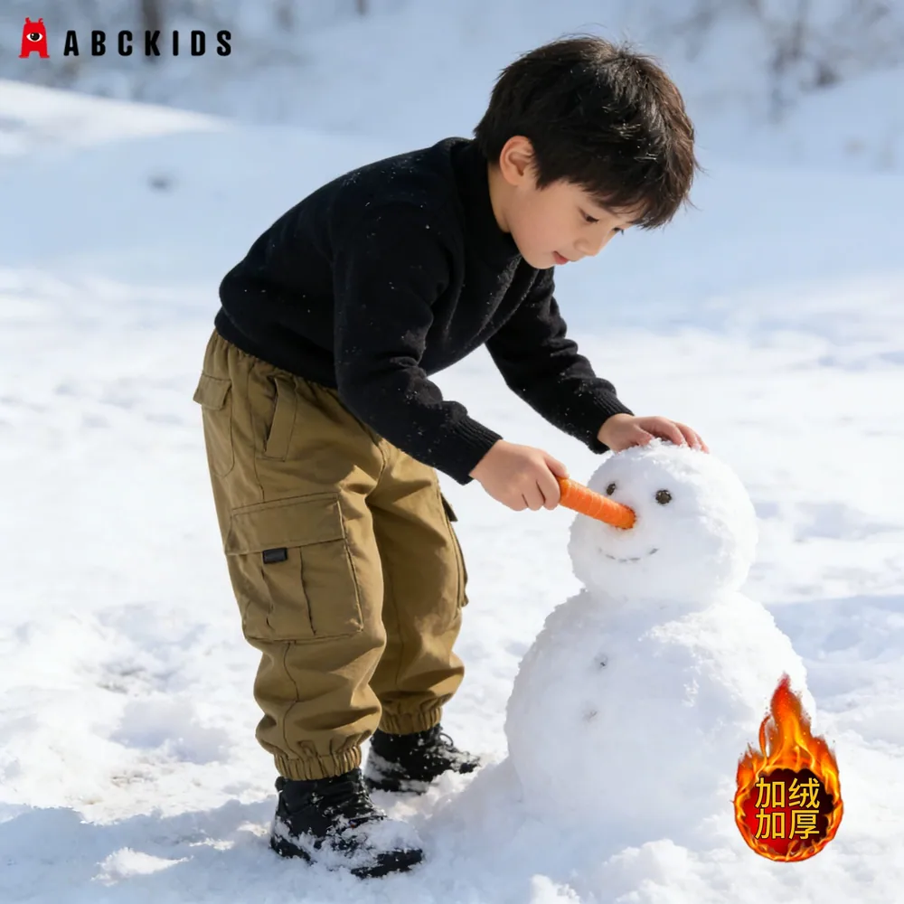 abckids儿童加绒工装裤冬季加厚款（细节图 2）