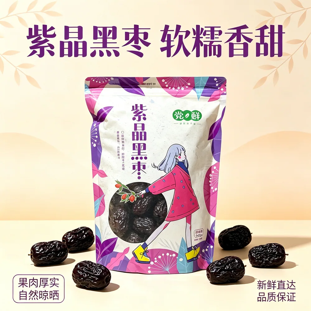 轻山悦色紫晶枣黑枣500克