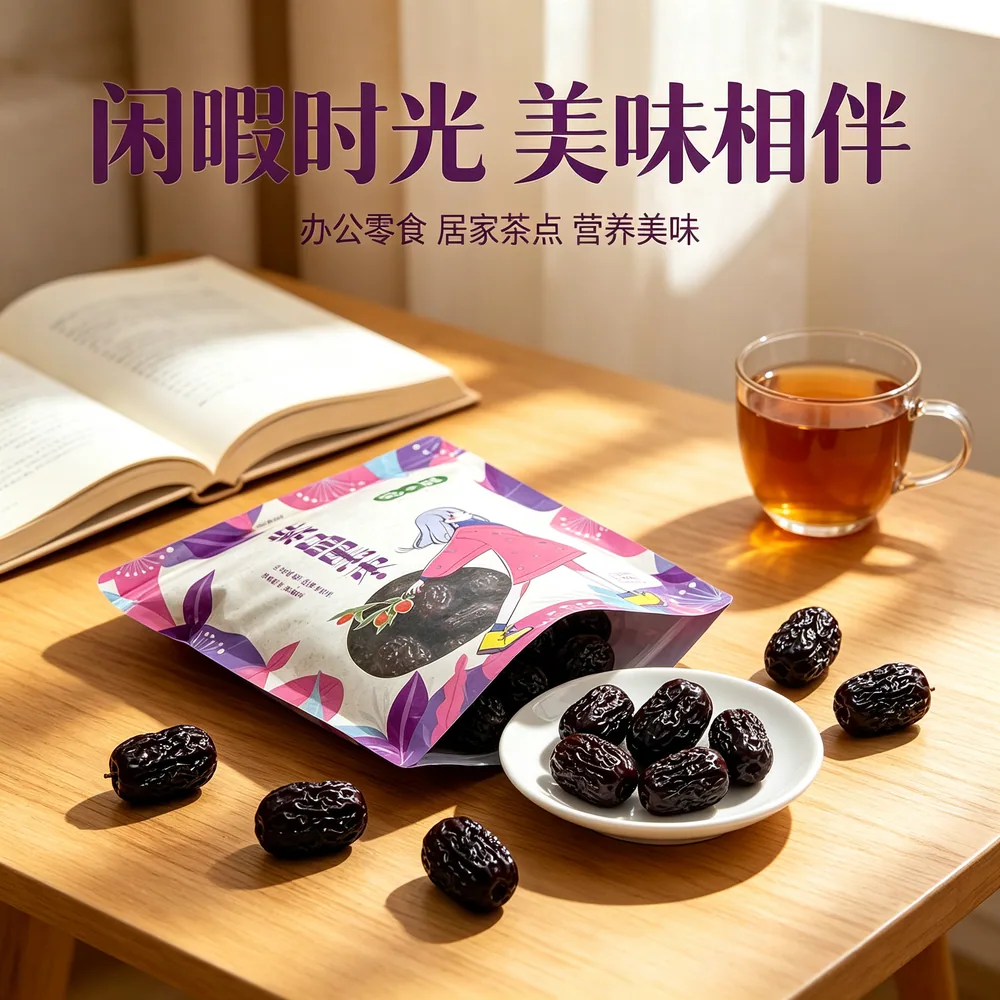 轻山悦色紫晶枣黑枣500克袋装（细节图 1）