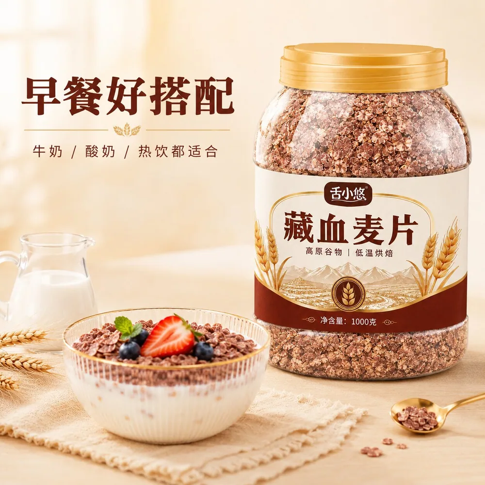 耶派食品藏血麦片1kg桶装主图（细节图 1）