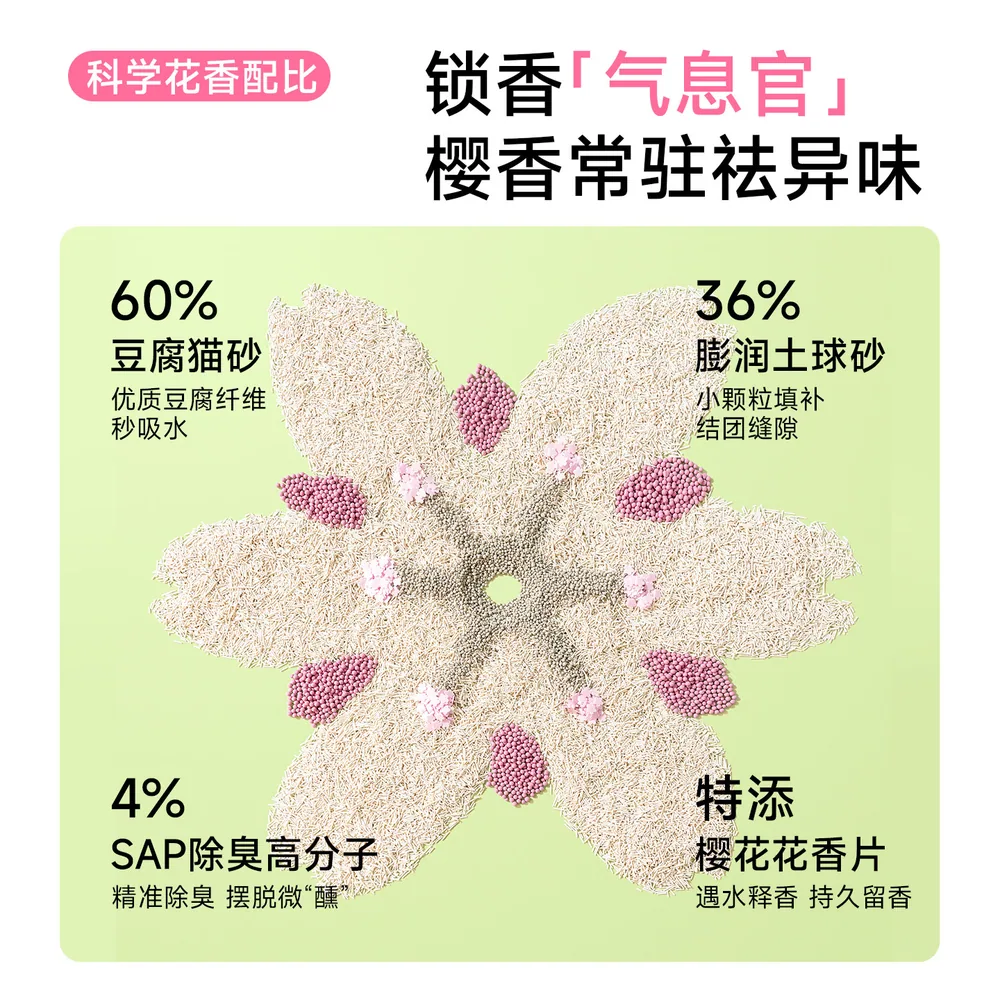 听宠樱花豆腐混合猫砂2.5kg包装图（细节图 1）