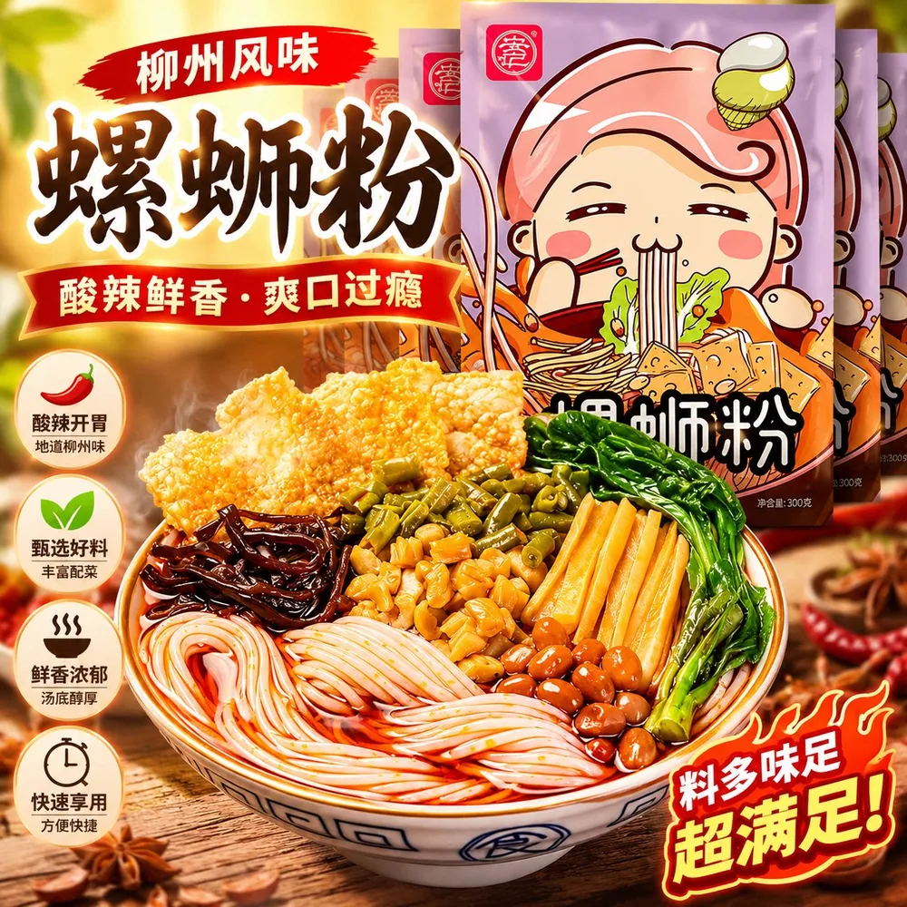 安记柳州螺蛳粉300g*5包