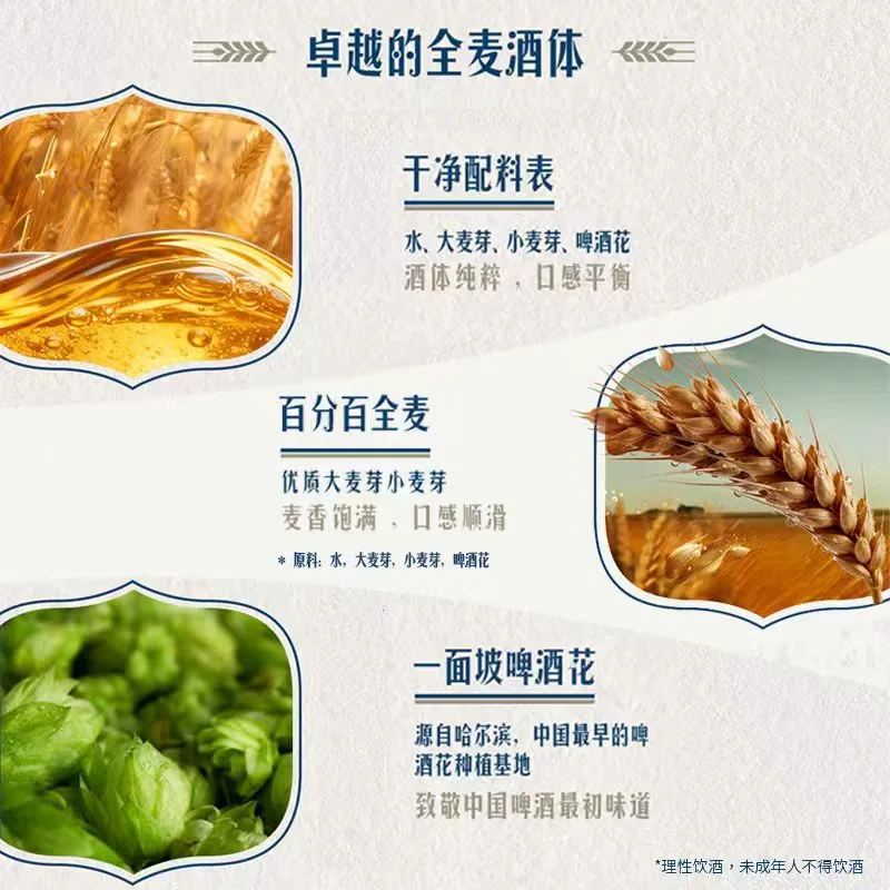 哈尔滨1900全麦啤酒500ml×12听整箱（细节图 1）