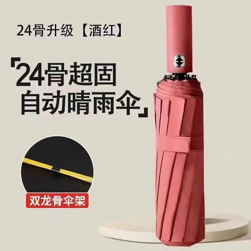 24骨全自动晴雨两用伞黑胶防晒龙骨升级版（细节图 1）