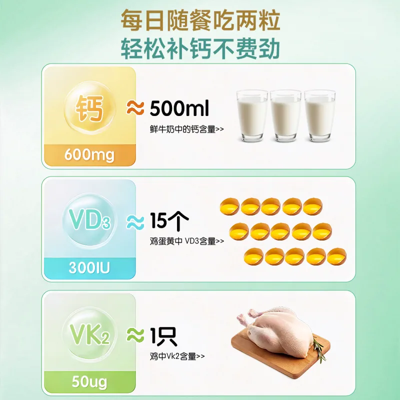 迪巧成人咀嚼钙片维生素D+K瓶装（细节图 2）
