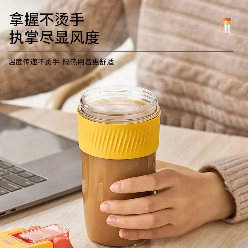 爱仕达水杯玻璃杯可爱带盖吸管杯
