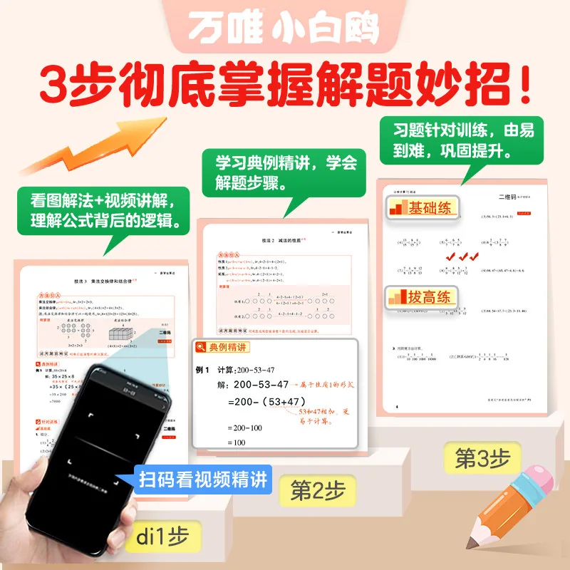 万唯小白鸥小学计算72技法练习册封面（细节图 1）