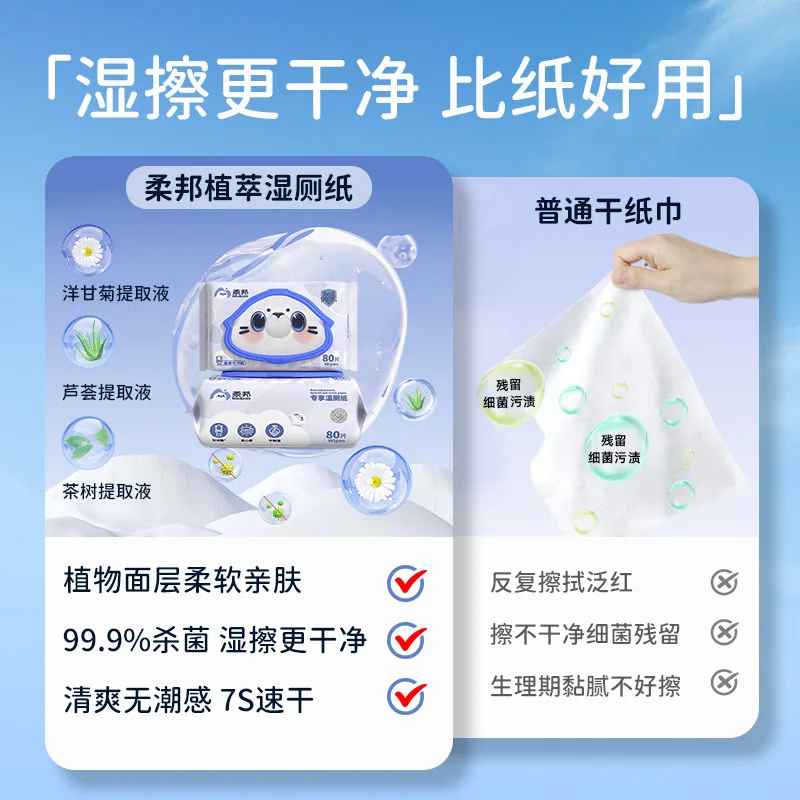 柔邦湿厕纸80抽实惠装一包（细节图 2）