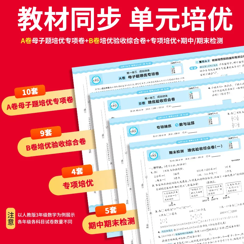 王朝霞培优100分小学单元AB卷封面（细节图 1）