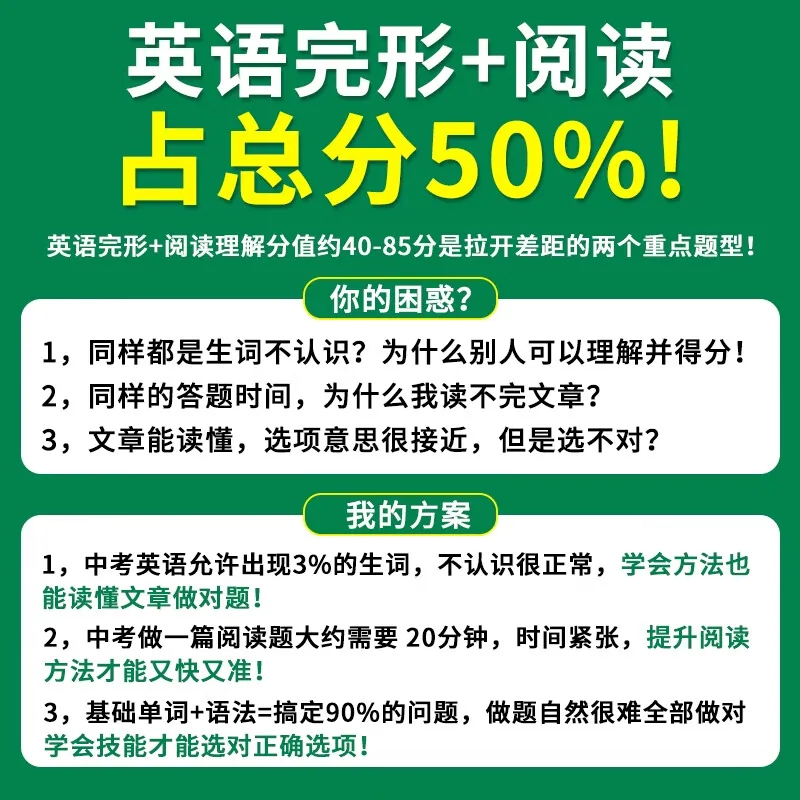 一本初中英语完形填空与阅读理解150篇七至九年级分册（细节图 1）