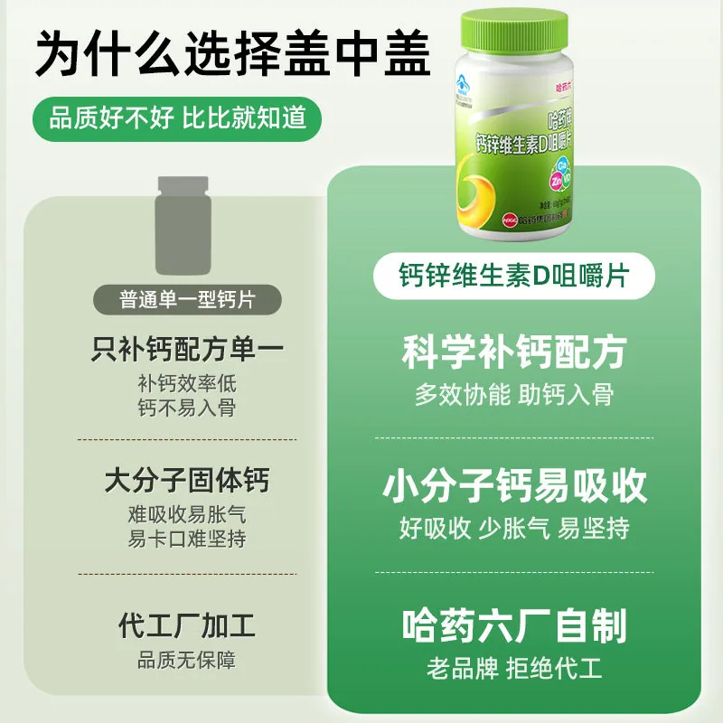 哈药六厂钙锌维生素D咀嚼片罐装（细节图 2）