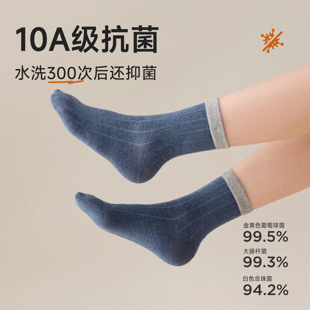 尼多熊男童秋冬纯棉中筒抗菌袜（细节图 1）