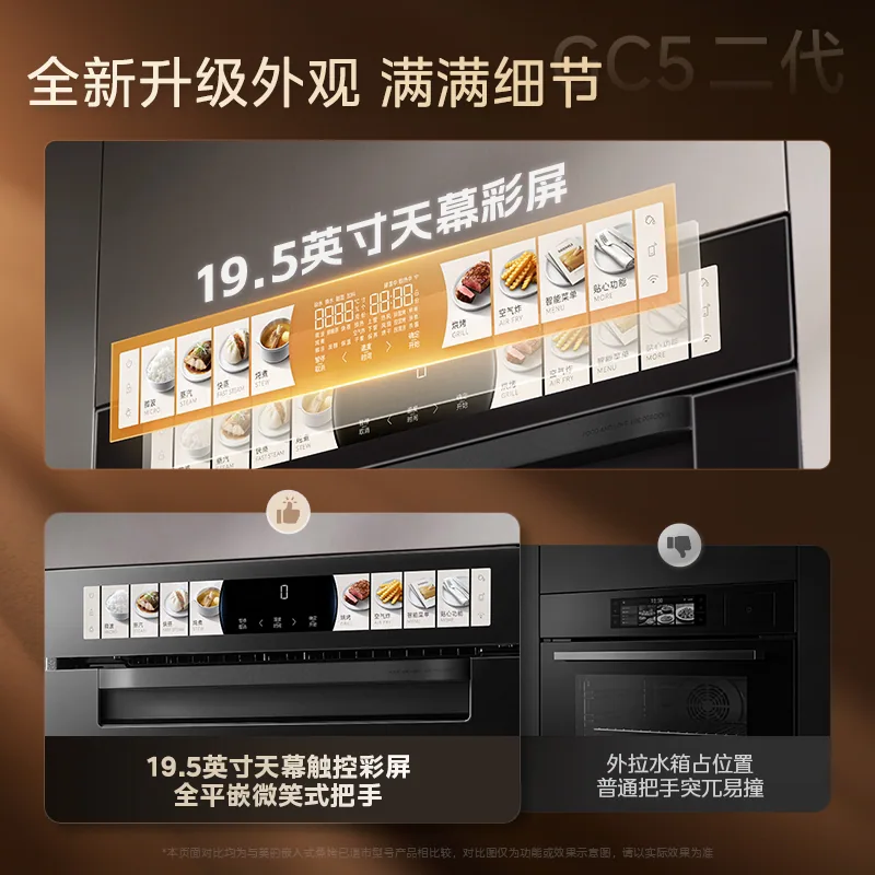 美的小西梅GC5二代微蒸烤一体机嵌入式正面图（细节图 1）