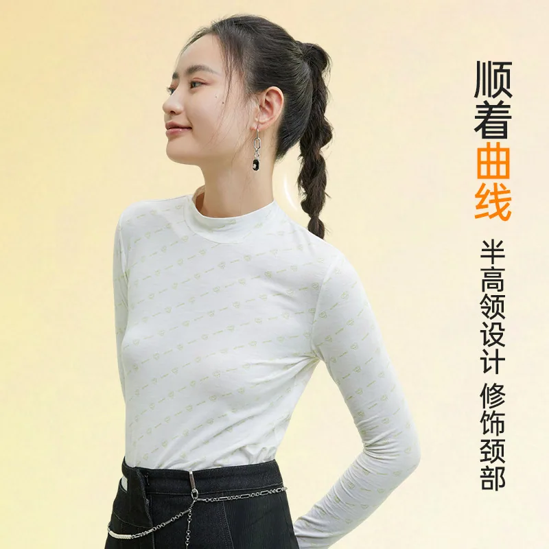 SKYHAND半高领运动T恤打底衫女款主图（细节图 1）