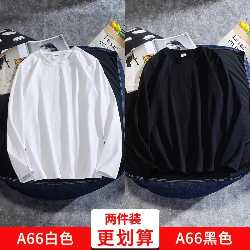 rampo乱步纯棉长袖白T恤220g