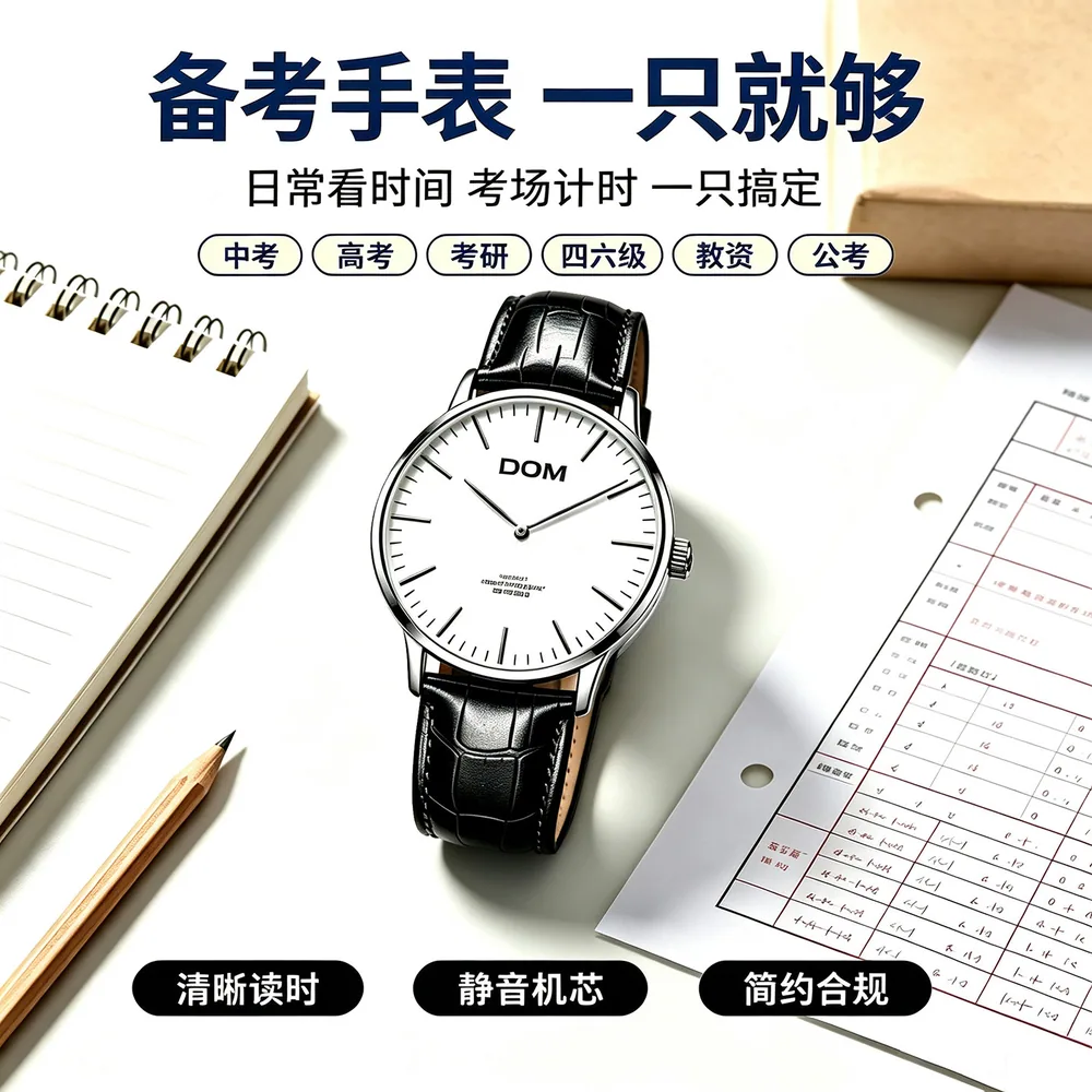 DOM考试专用静音石英表