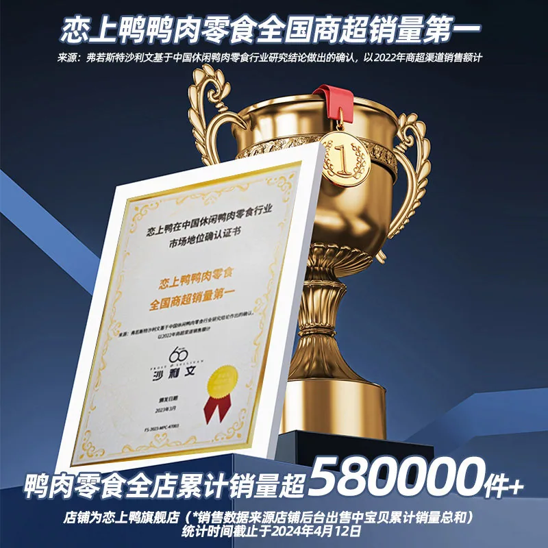 恋上鸭甜辣卤香鸭脖鸭翅根500克包装图（细节图 2）