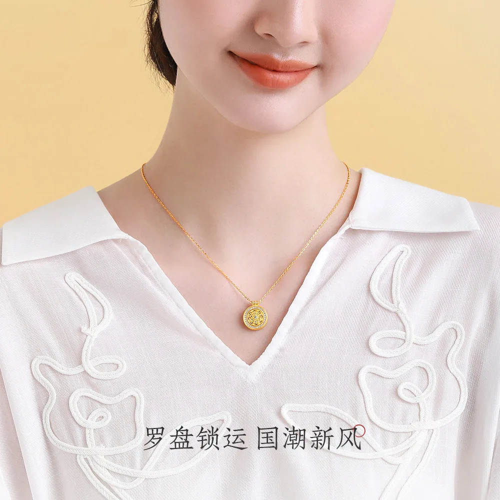 周大生八宝罗盘S925纯银项链主图（细节图 1）