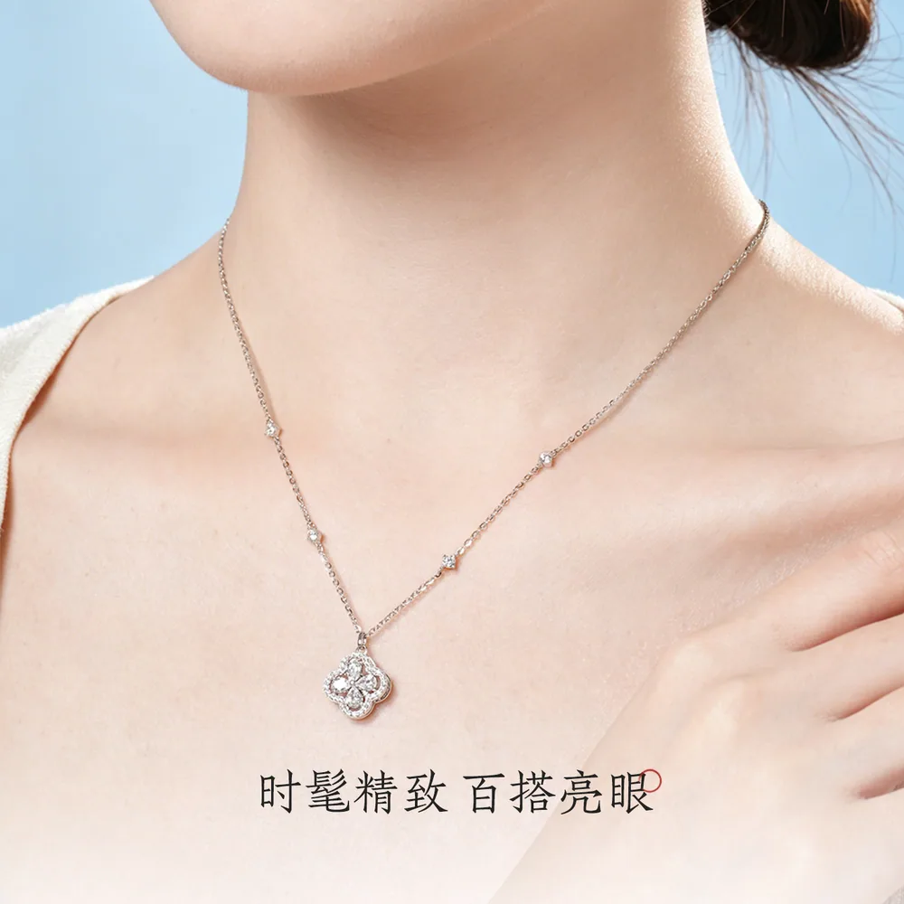 周大生四叶草项链纯银锁骨链主图（细节图 1）