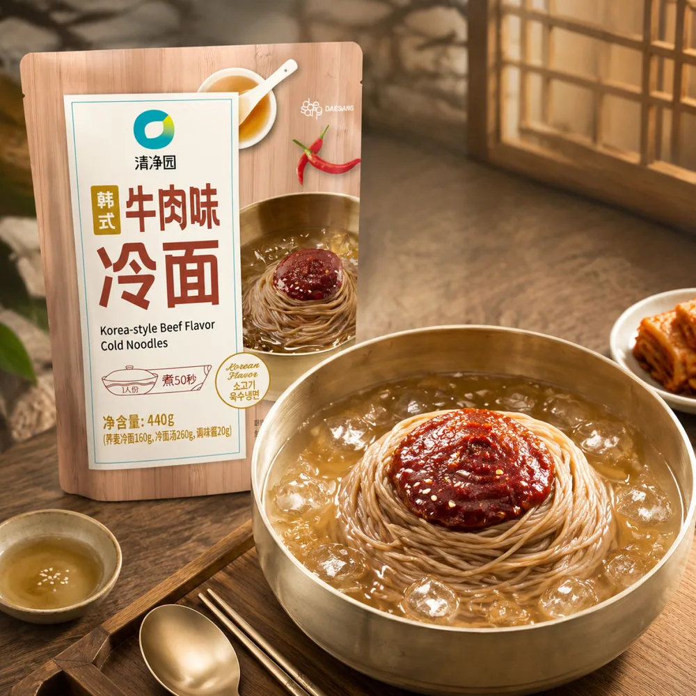 清净园韩式牛肉味冷面440g*3袋包装