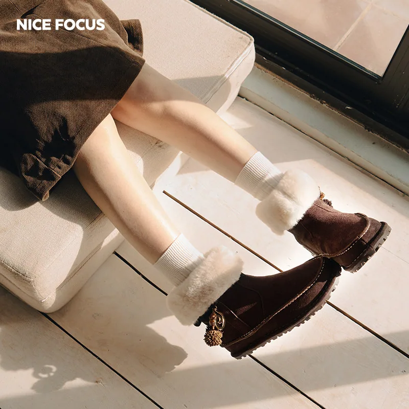 NiceFocus游牧雪地靴女真皮翻毛