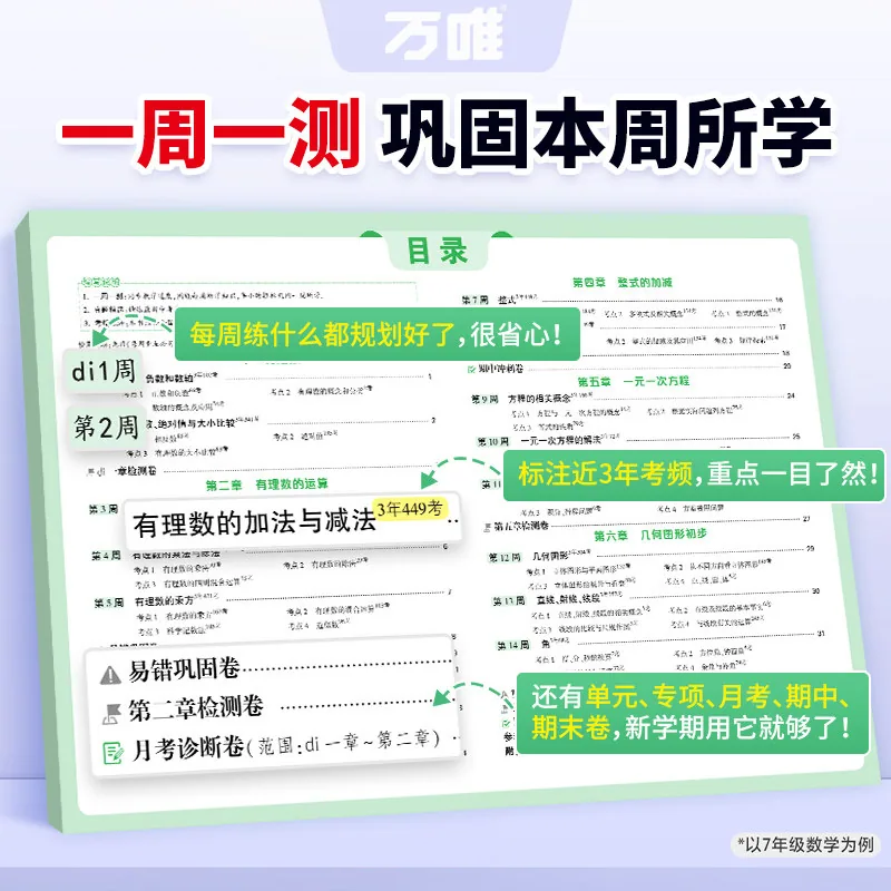 万唯周末半小时小测卷初中上册五科套装（细节图 1）
