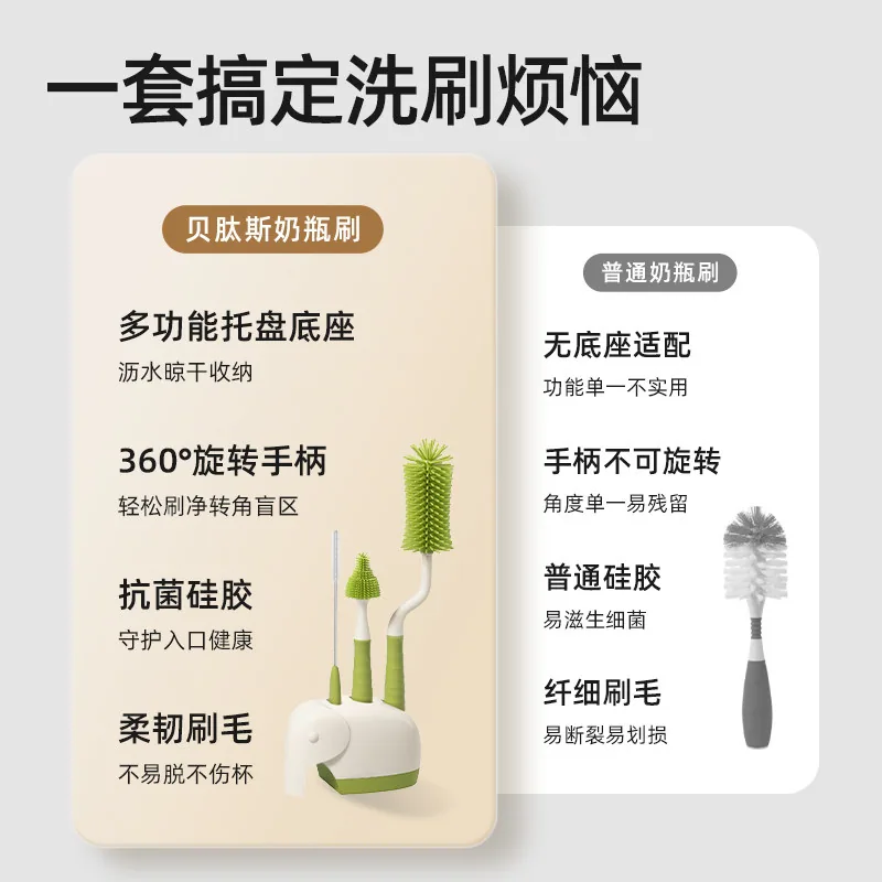 贝肽斯婴儿专用奶瓶刷三件套