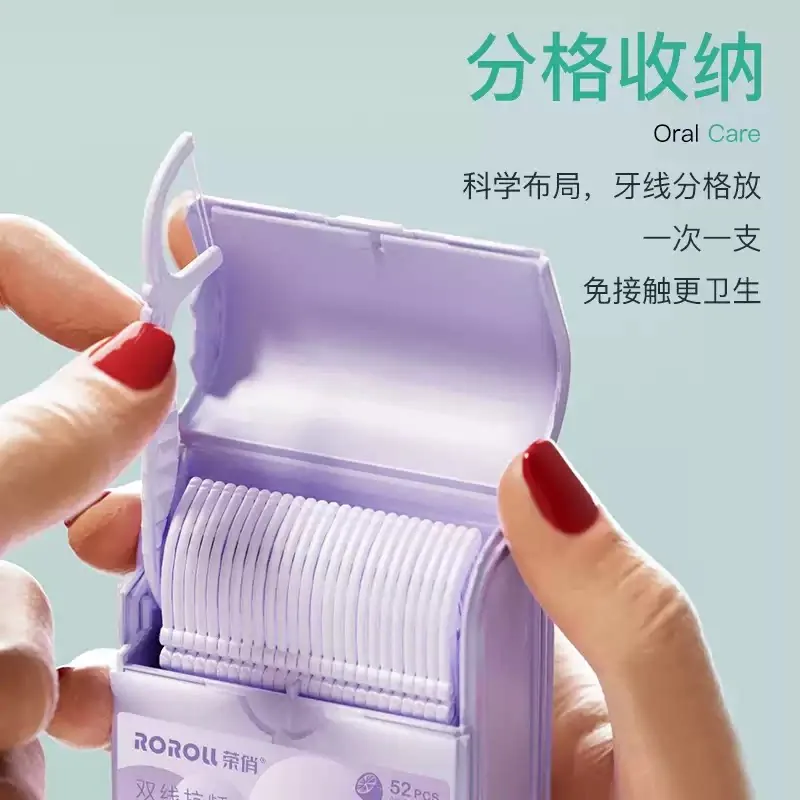 成人超细双线薄牙线棒2盒装便携盒（细节图 2）