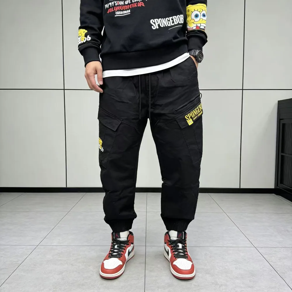 辛选家居百货工装风黑色束脚裤男 S-3XL（细节图 1）