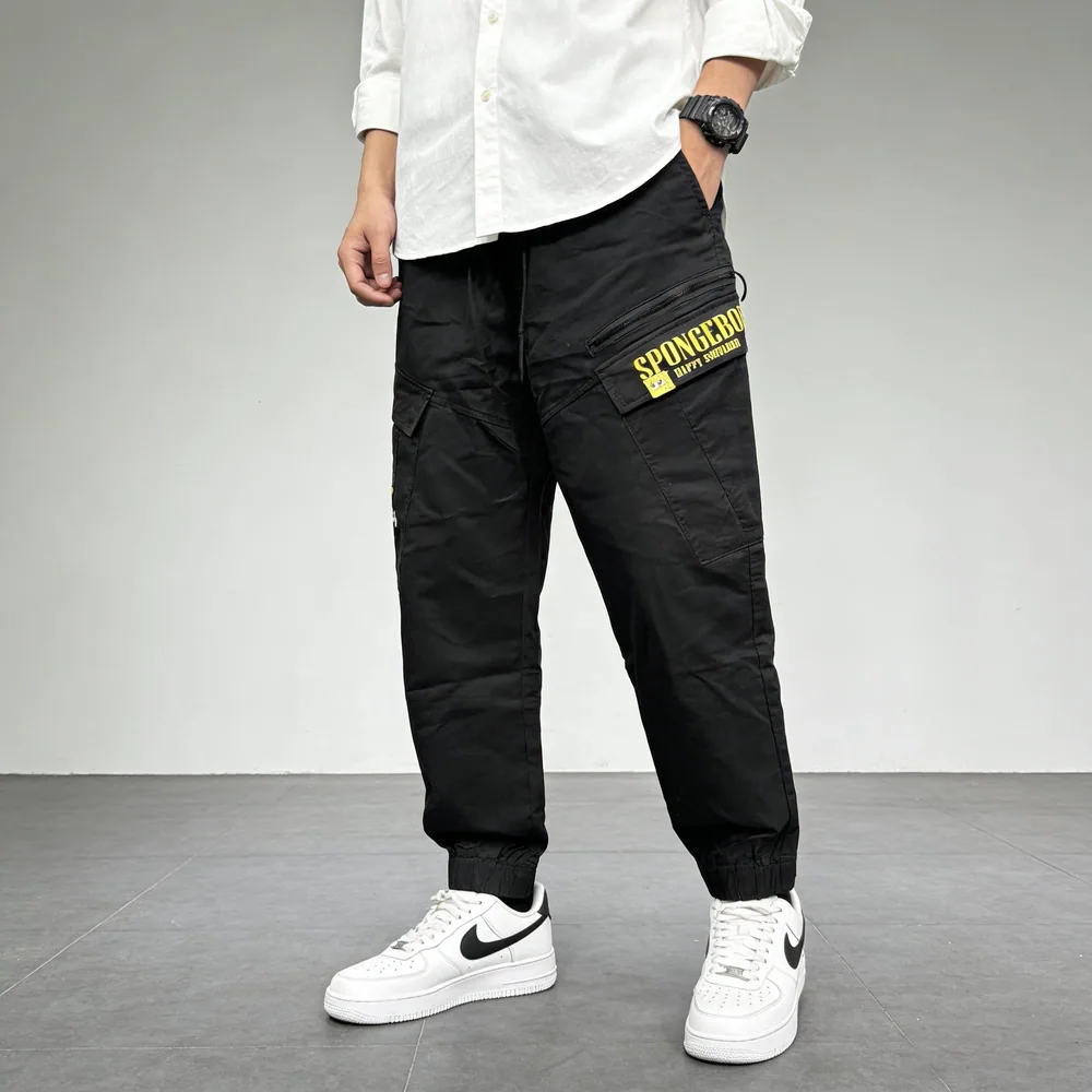 辛选家居百货工装风黑色束脚裤男 S-3XL（细节图 2）