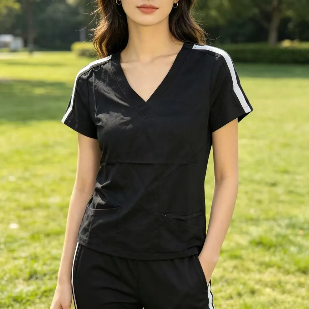 清岚家V领速干T恤女大口袋