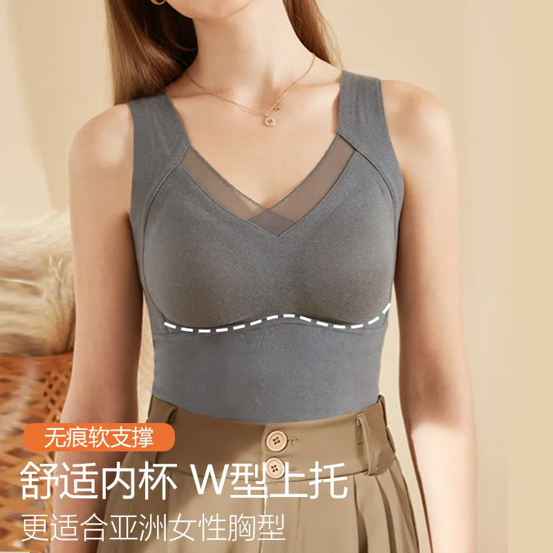 芬腾带胸垫吊带一体式背心磨毛面料主图