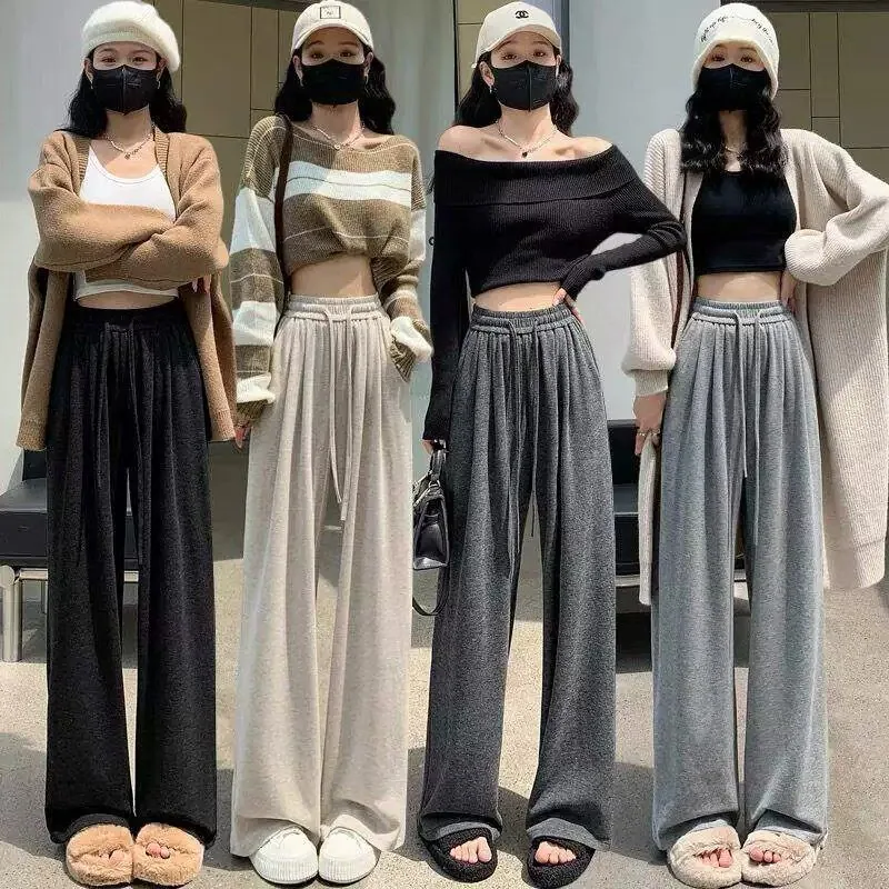 糯米裤女春秋高腰垂感阔腿裤主图（细节图 2）