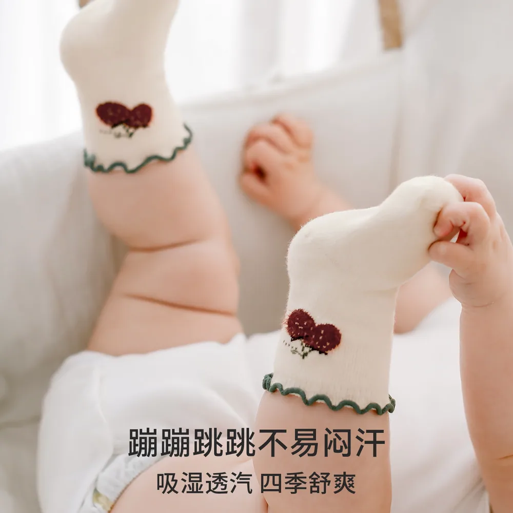 嫚熙婴儿无骨花边中筒袜秋冬款（细节图 1）