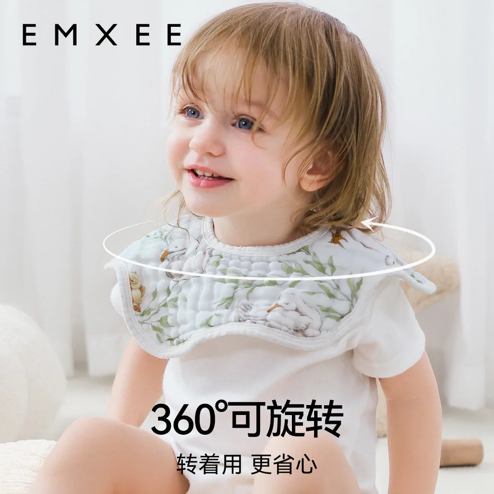嫚熙婴儿纯棉花瓣防水口水巾3条装（细节图 2）